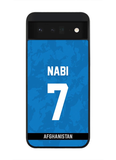 Rugged Black Edge Case for Google Pixel 6 5G, Slim fit Soft Case Flexible Rubber Edges Thin Cover - Player Name - Mohammad Nabi, Jersey Number- 7