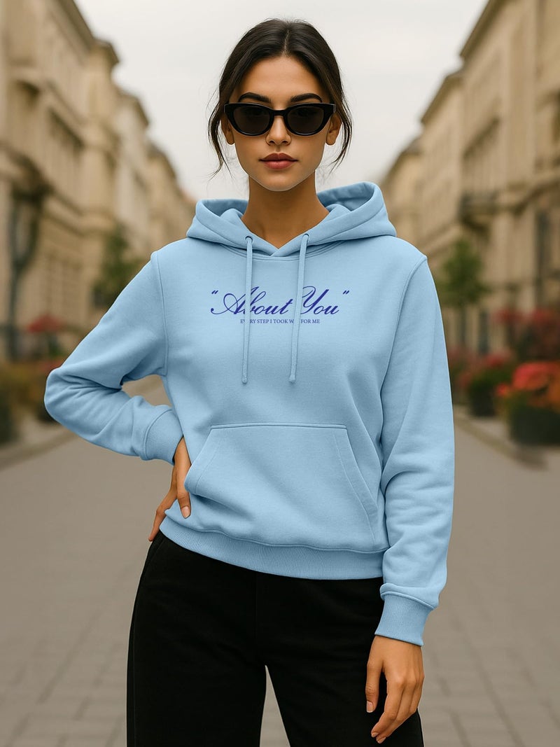 JUNEBERRY® Polycotton Spun Regular Fit Hooded Sweatshirt Full Sleeves Front Chest Graphic Placement Printed Jumper Hoodie for Women | JB_W02_SP_ABT_PB_XL - Image 5