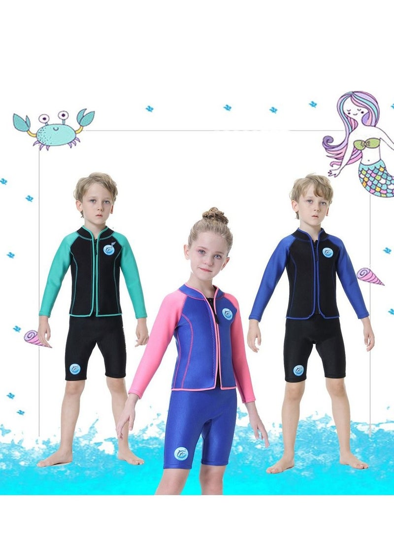 Generic Children's Wetsuit 2.5MM Separate Body Warm Swimsuit For Boys And Girls Long Sleeve Winter Diving And Surfing Jellyfish Multicolour  - Image 1