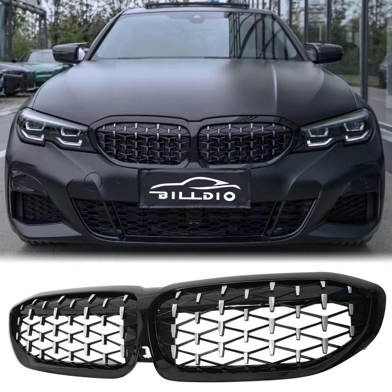 BILLDIO G20 Grill Black Kidney Grille Compatible With 20192022 3 Series G20 316i318i320i328i330i335i340i Gloss Black Chrome Diamond
