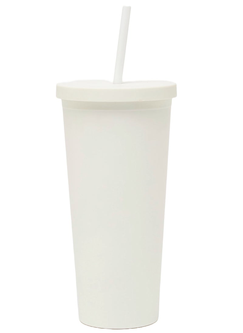 Prickly Pear White Sippy 24 Oz Plastic Water Bottle  - Image 1