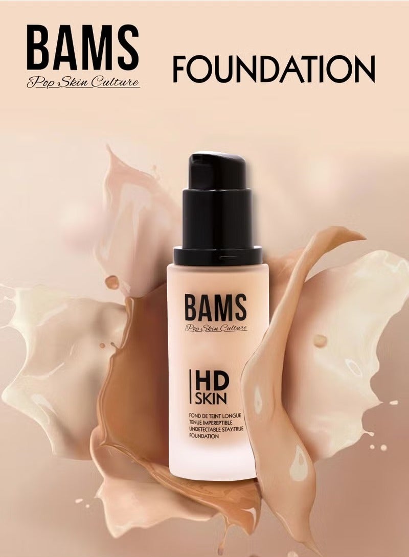 B A M S ثقافة البشرة الشعبية كريم أساس سائل عالي الجودة من بامز | تغطية كاملة طبيعية وعالية، سهل الدمج | يدوم طويلاً (الدرجة ١٠٥) - Image 3