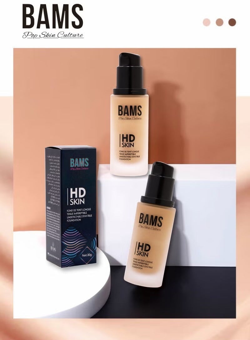 B A M S ثقافة البشرة الشعبية كريم أساس سائل عالي الجودة من بامز | تغطية كاملة طبيعية وعالية، سهل الدمج | يدوم طويلاً (الدرجة ١٠٥) - Image 4