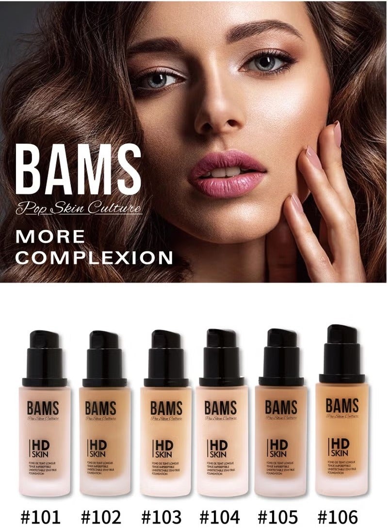 B A M S ثقافة البشرة الشعبية كريم أساس سائل عالي الجودة من بامز | تغطية كاملة طبيعية وعالية، سهل الدمج | يدوم طويلاً (الدرجة ١٠٥) - Image 5