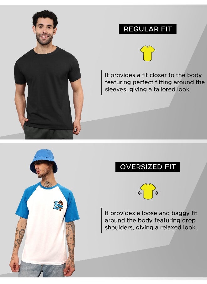 Beyoung Blue-White Raglan Oversized T-shirt for Men  - Image 5