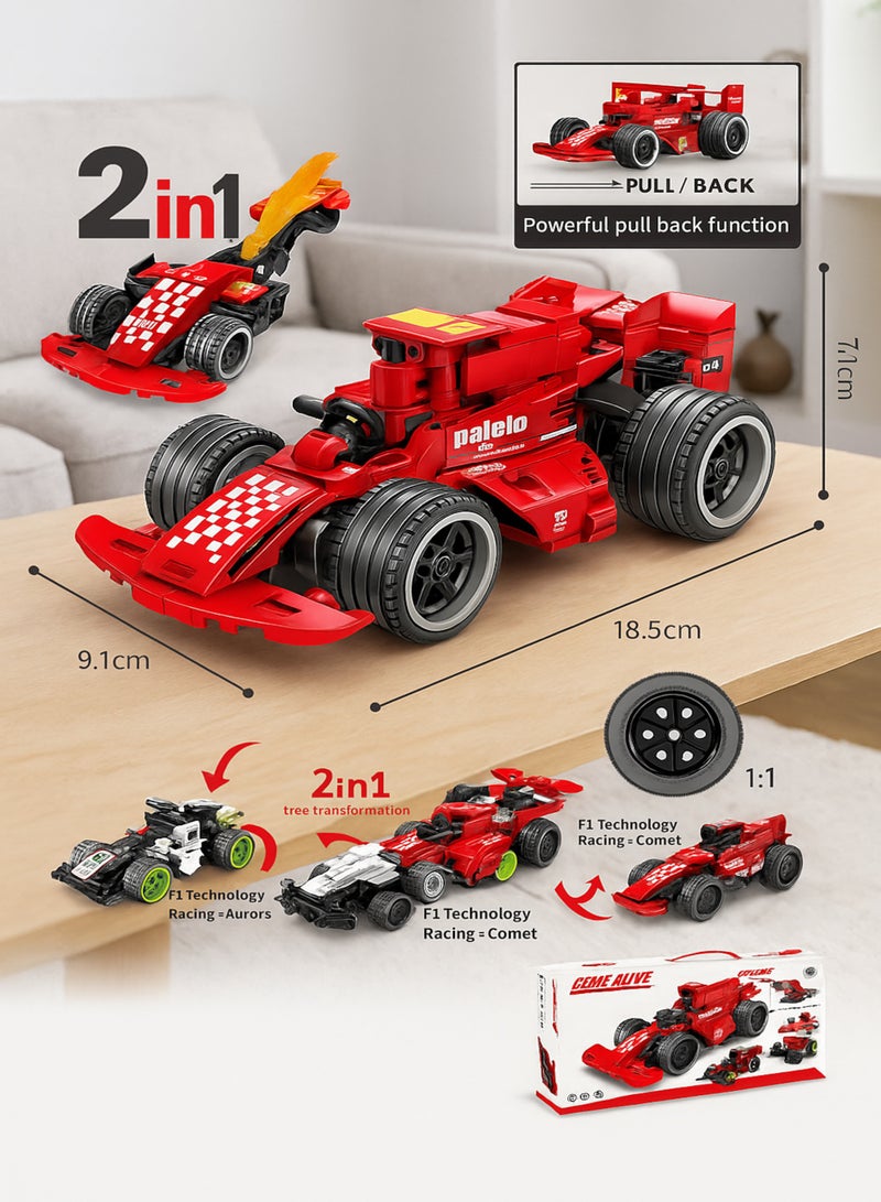 متجر 7 لعبة تركيب سيارات 2 في 1 للأطفال – طقم مكعبات بناء مكون من 222 قطعة لتجميع سيارتين سباق – لعبة تعليمية تفاعلية تنمي الذكاء والإبداع - Image 3