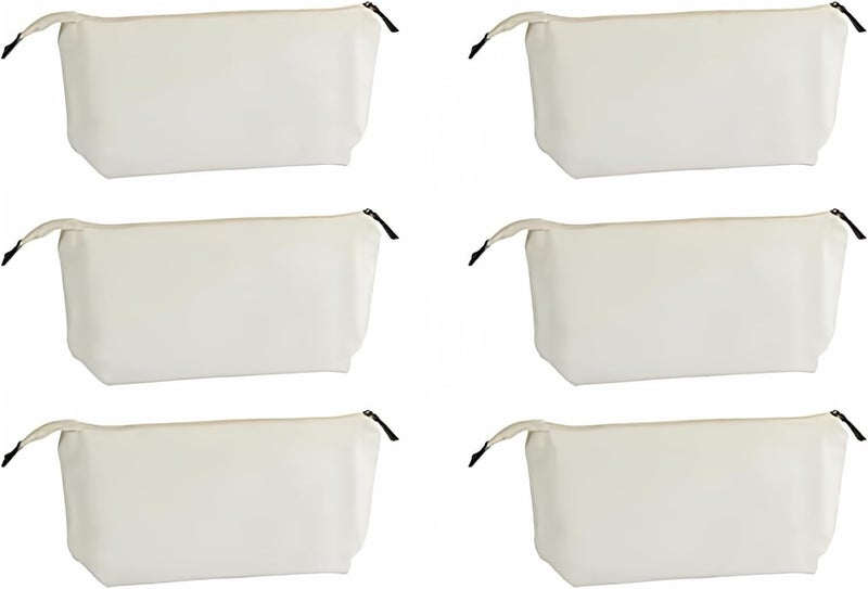Juvale 6 Pack Canvas Makeup Bags with Zipper  1175 x 55 In White Cotton Canvas Makeup Bag Set for Toiletries and DIY Crafts - Image 1
