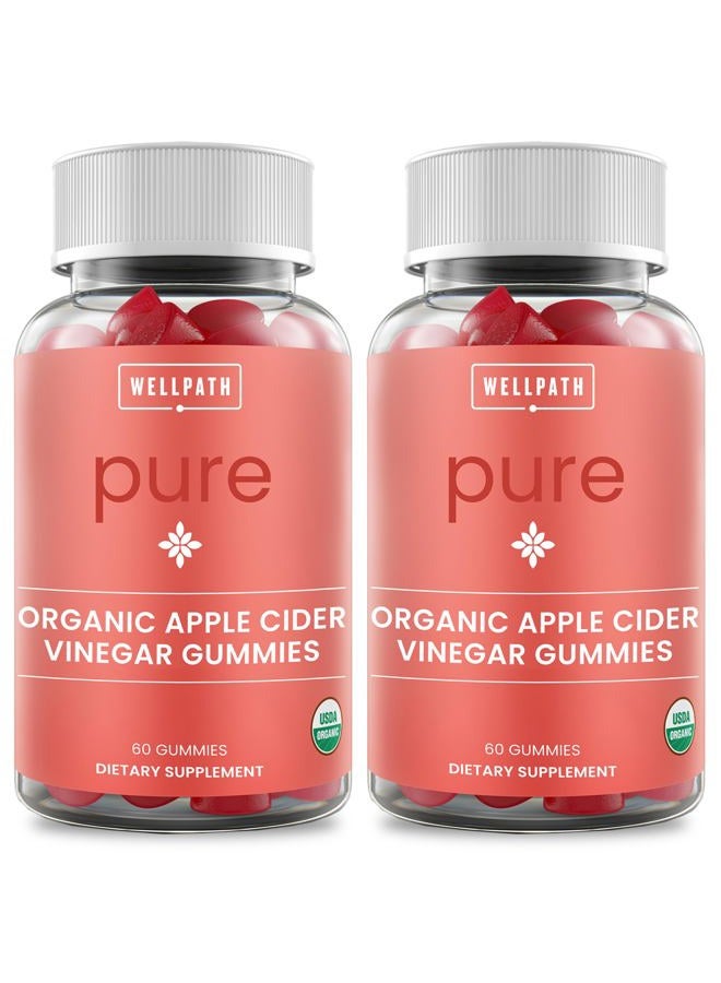 WellPath Pure ACV Gummies (2 Pack) - Apple Cider Vinegar with Mother - USDA Organic Gummy with Ginger for Gut Health | Vegan, Non-GMO, 120 Ct - Image 1