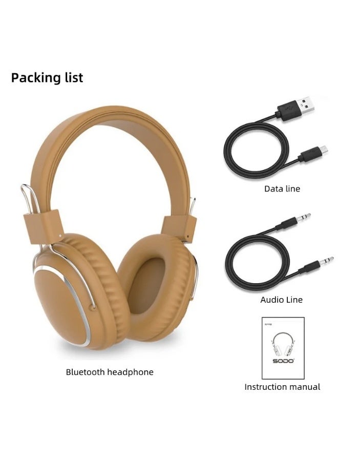 سودو سماعة رأس لاسلكية SODO 1004 قابلة للطي ومتوافقة مع تقنية البلوتوث 5.1، سماعة رأس سلكية لاسلكية مزودة بميكروفون وتدعم TF - Image 1
