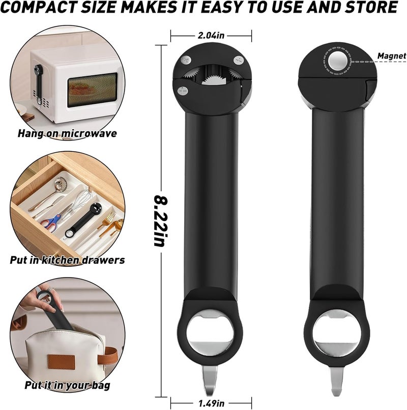 Banyaa Jar Opener Bottle Opener for Seniors with Arthritis, Multi Retractable Magnetic Can Opener, Jar Grippers for Opening Jars, Kitchen Gadgets for Weak Hands and Senior Arthritis (Black) - Image 5