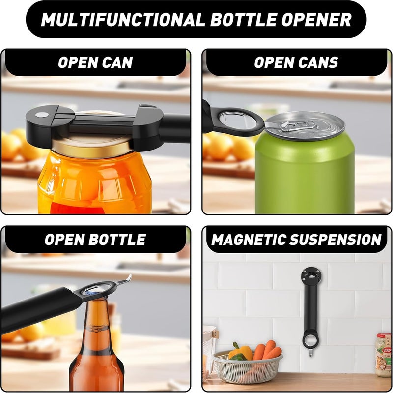 Banyaa Jar Opener Bottle Opener for Seniors with Arthritis, Multi Retractable Magnetic Can Opener, Jar Grippers for Opening Jars, Kitchen Gadgets for Weak Hands and Senior Arthritis (Black) - Image 4