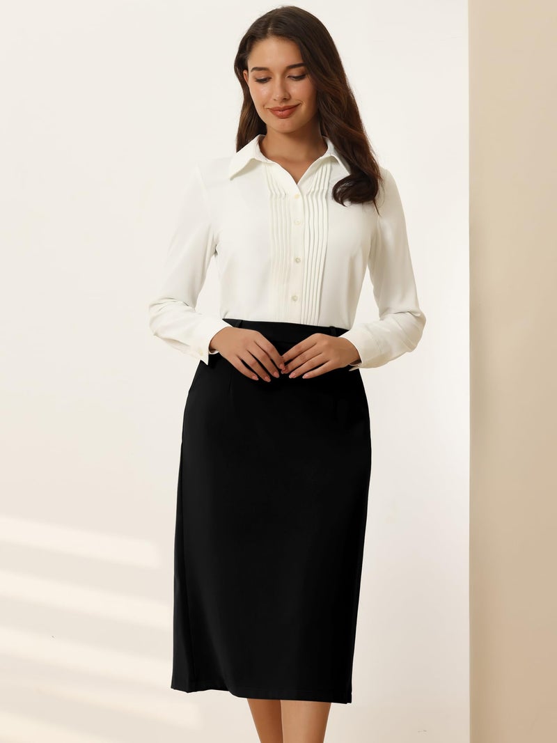 Hobemty Women's Pencil Skirt High Waist Split Back Work Midi Skirts XX-Large Black - Image 2