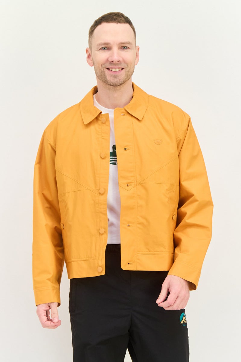 adidas Originals Men Sportswear Fit Embroidered Logo Outdoor Jacket Shirts, Orange  - Image 1