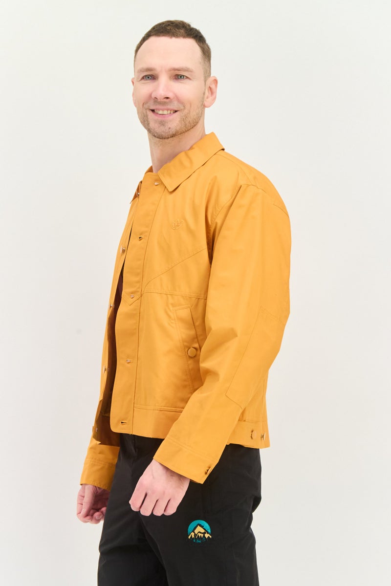 adidas Originals Men Sportswear Fit Embroidered Logo Outdoor Jacket Shirts, Orange  - Image 2