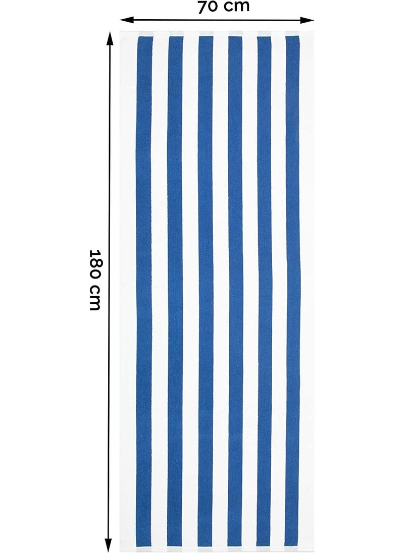 سيجنولا منشفة مخططة 100% قطن، 2 شريط أزرق حمام السباحة، 70 × 180 سم - Image 3