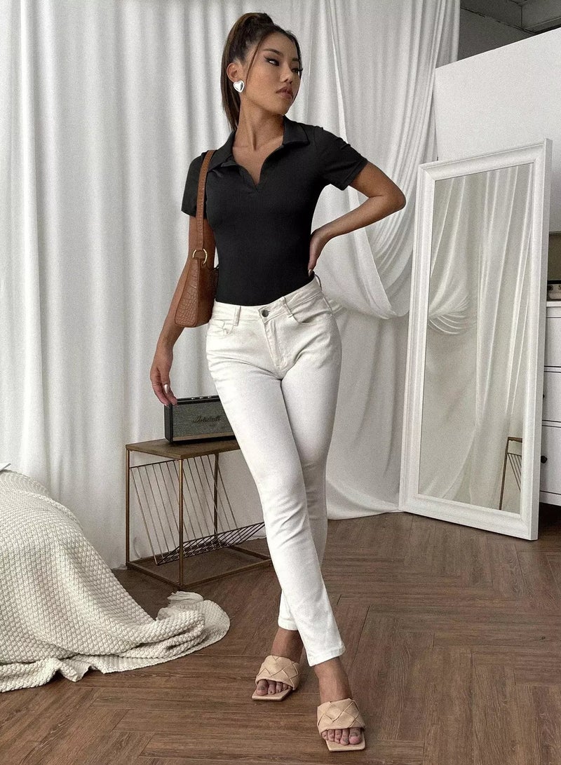 Solid Skinny Tee Bodysuit - Image 5