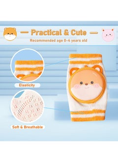 Oasisgalore 2 Pairs of Orange & Pink Breathable Baby Knee Pads, Anti-Slip Crawling Protectors with Sponge Pad  - Image 3