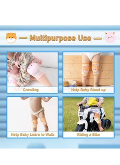 Oasisgalore 2 Pairs of Orange & Pink Breathable Baby Knee Pads, Anti-Slip Crawling Protectors with Sponge Pad  - Image 4