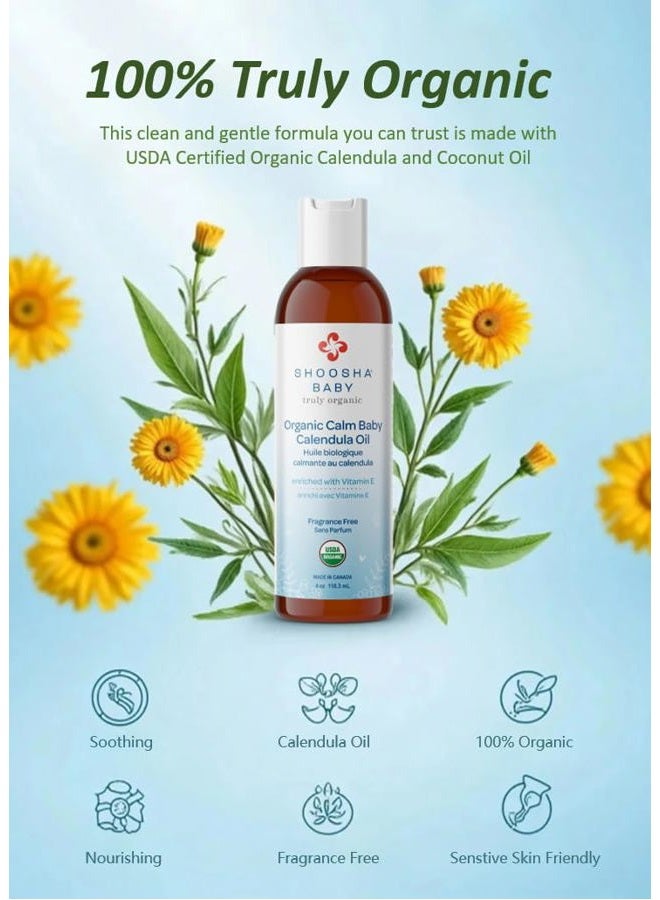 Shoosha Organic Calendula Oil Fragrance Free, for Babies, Real Calendula Oil, Calendula Massage Oil Moisturizer, Hypoallergenic, Gluten-Free, 100% Biodegradable - - Image 3