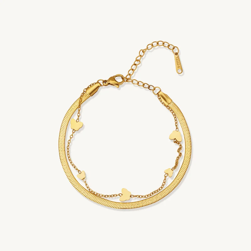 بالموناس PALMONAS Heart Charm Chain Bracelet for Women | 18K Gold Plated, Waterproof & Anti-Tarnish