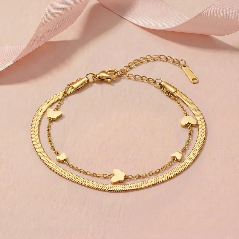 بالموناس PALMONAS Heart Charm Chain Bracelet for Women | 18K Gold Plated, Waterproof & Anti-Tarnish
