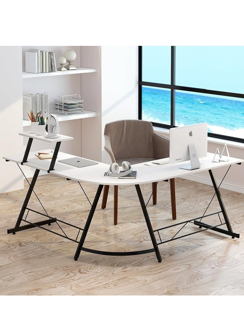 زويهاو مكتب زاوية على شكل حرف L مقاس 50.8 بوصة طاولة كمبيوتر مكتب منزلي للألعاب - Image 1