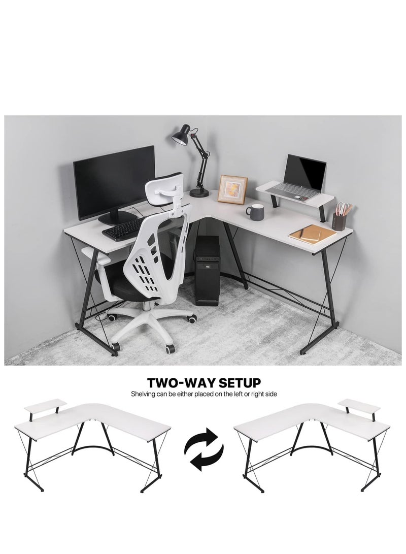 زويهاو مكتب زاوية على شكل حرف L مقاس 50.8 بوصة طاولة كمبيوتر مكتب منزلي للألعاب - Image 4