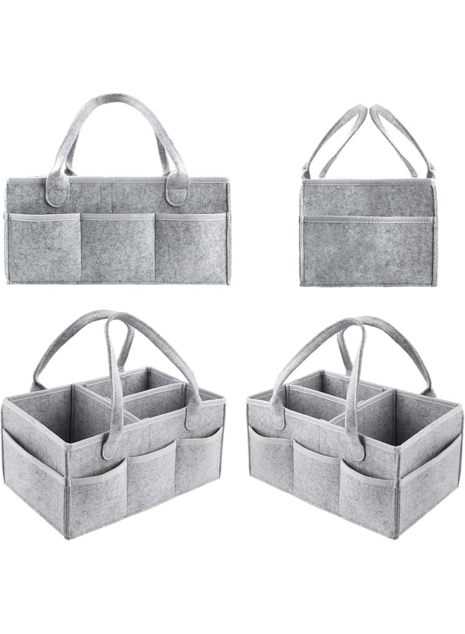 erorex Baby Diaper Caddy Organizer Foldable Felt Storage Bag With Multi Pockets And Flexible Compartments - Image 3