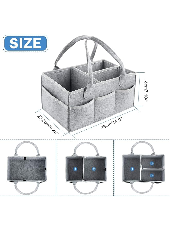 erorex Baby Diaper Caddy Organizer Foldable Felt Storage Bag With Multi Pockets And Flexible Compartments - Image 5