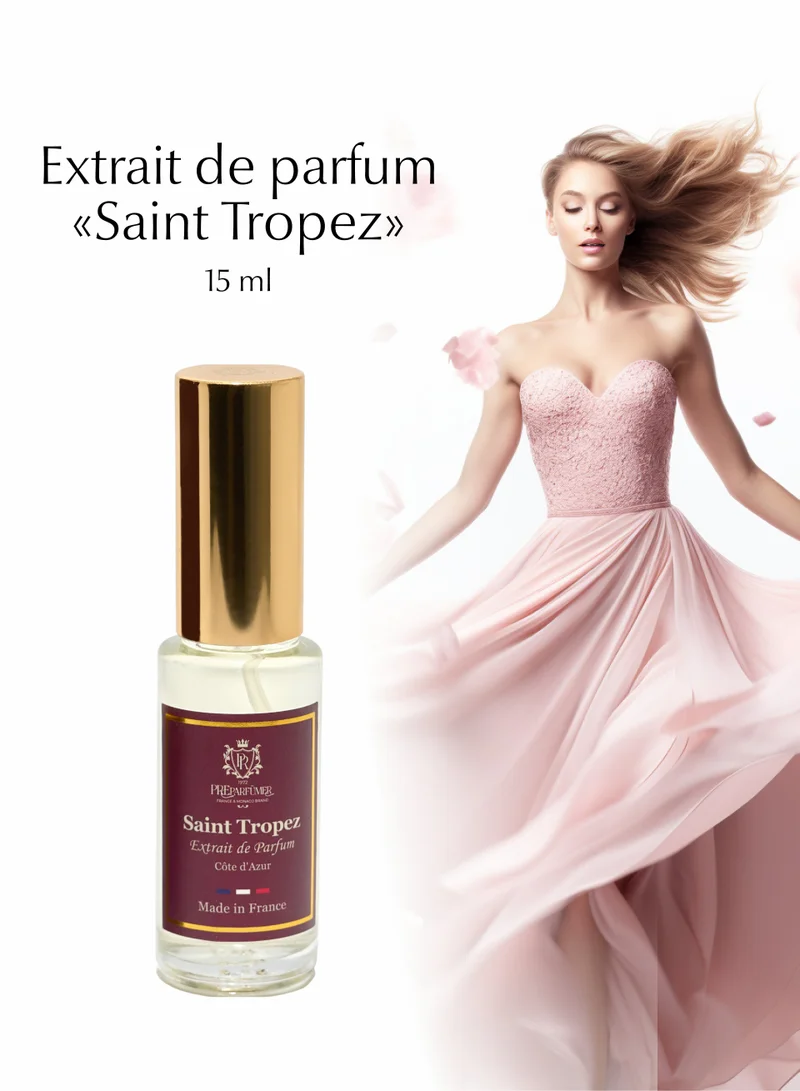 PREPARFUMER From France Extrait de Parfum SaintTropez for Women- Woody, Floral and Fruity Fragrance - Long Lasting Luxury Perfume, 15 ml