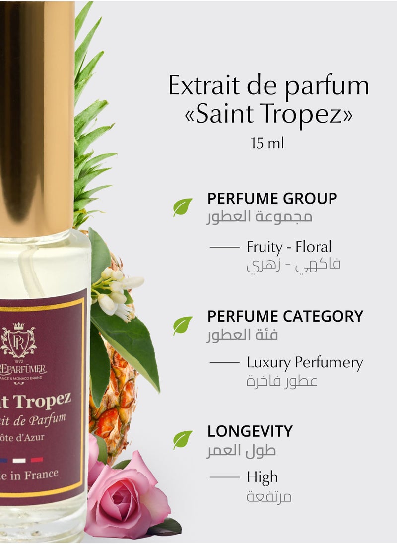 PREPARFUMER From France Extrait de Parfum SaintTropez for Women- Woody, Floral and Fruity Fragrance - Long Lasting Luxury Perfume, 15 ml  - Image 5