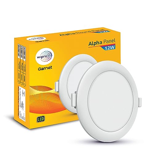 wipro Polycarbonate Garnet 12W Round LED Alpha Panel | Neutral White Light (4000K) | Recessed Down Light for False Ceiling | Cutout - 110Mm | Pack of 6 - Image 2
