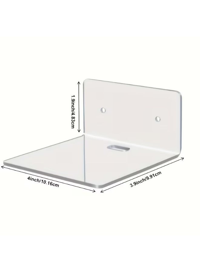 4pcs Pack Small Acrylic Floating Shelves for Wall, Wall Mounted Hanging Display Shelves for Plants, Adhesive Shelf for Bedroom, Picture Toy Clear Display Shelf - Image 3
