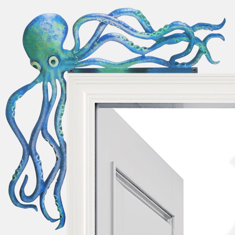 YBEATY Door Frame Decoration Metal Cute Themed Statue Home Decor Sea Monster Figurines Sitter Corner Sign Wall Sculpture Coastal Decoration for Indoor Outdoor Window Home Office Bar Bathroom - Image 2