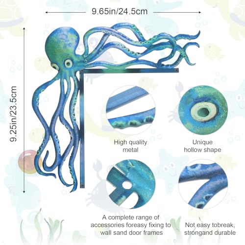 YBEATY Door Frame Decoration Metal Cute Themed Statue Home Decor Sea Monster Figurines Sitter Corner Sign Wall Sculpture Coastal Decoration for Indoor Outdoor Window Home Office Bar Bathroom - Image 3