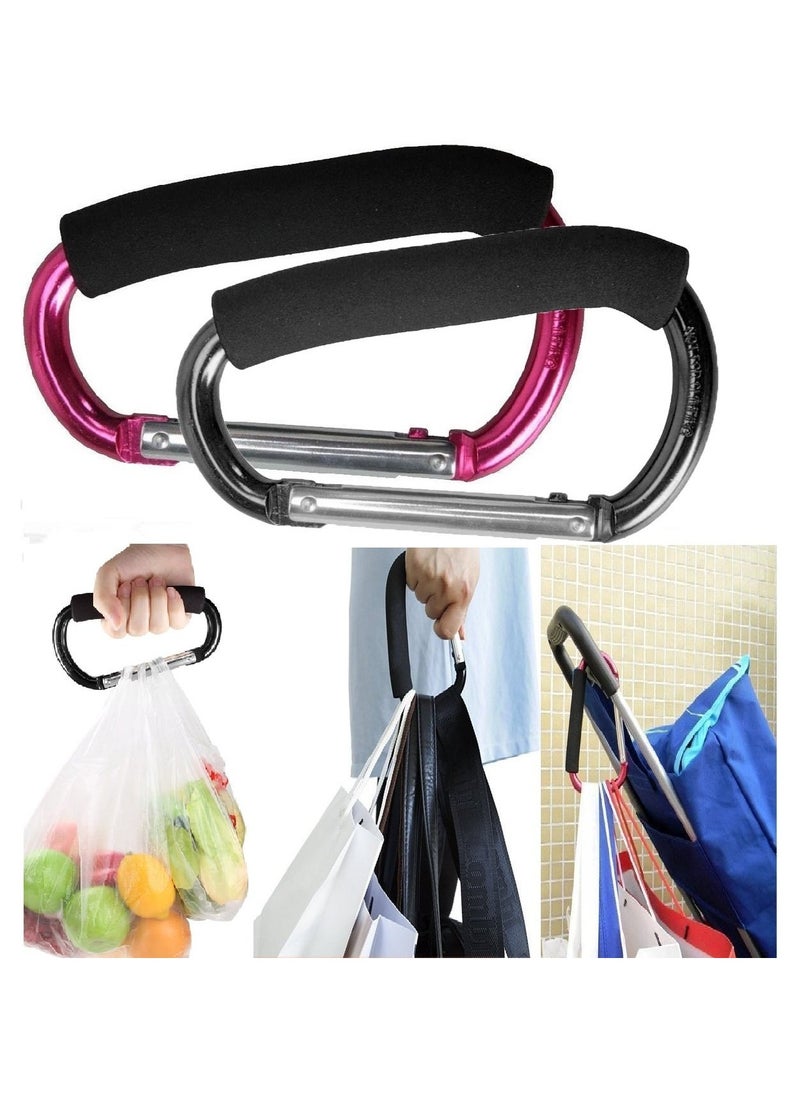 Generic - 2PCS Shopping Bag Holder Handle Carrier Tool, Multi-Purpose Snap Hook Stroller Hook Set with Soft Foam Grip for Hanging - Image 1