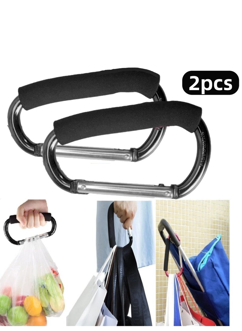Generic - 2PCS Shopping Bag Holder Handle Carrier Tool, Multi-Purpose Snap Hook Stroller Hook Set with Soft Foam Grip for Hanging - Image 1
