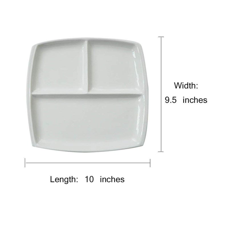 FLYING BALLOON 4pcs Elegant Quadrate Shaped Ceramic Divided Plate Dinner Plates Luncheon Plates Salad Plates Dishes for Kitchen, White - Image 2