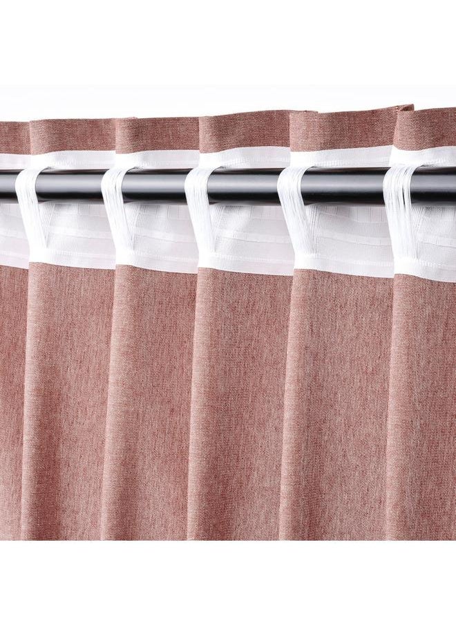 Zaboon - Curtains With Tie-Backs, 1 Pair, With Heading Tape/Brown-Red, 140X300 Cm - Image 1