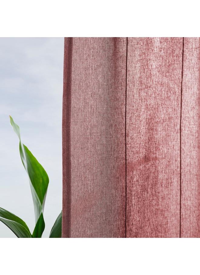Zaboon - Curtains With Tie-Backs, 1 Pair, With Heading Tape/Brown-Red, 140X300 Cm - Image 1