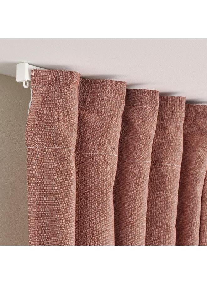 Zaboon - Curtains With Tie-Backs, 1 Pair, With Heading Tape/Brown-Red, 140X300 Cm - Image 1