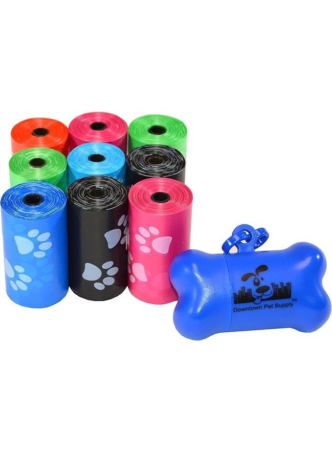 Downtown Pet Supply - Large Dog Poop Bags with Dog Leash Clip and Poop Bag Dispenser - Cat Litter & Dog Poop Scoop Bags - Unscented, Leak-Proof Bags - Paw Print - Rainbow - 12.5 x 8.5in - 180Ct - Image 1