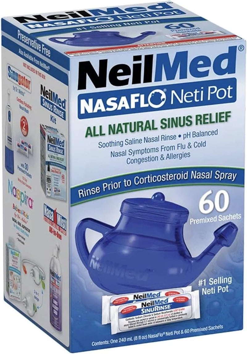 NeilMed نيالمد نازا فلو يومي نظافة الأنف 60 عبوة مختلطة مسبقاً - Image 1