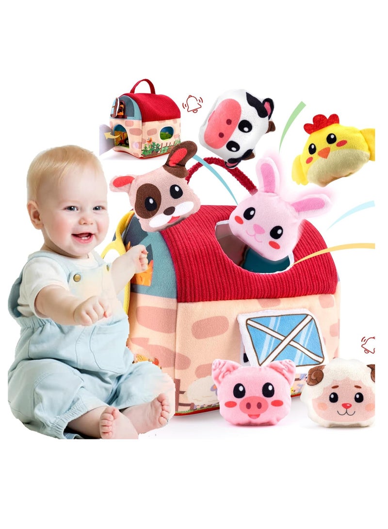 0 تي أوه وان تيك ألعاب أطفال من عمر 6 إلى 12 شهرًا - ألعاب فرز أشكال حيوانات المزرعة الصغيرة مع 6 قطع من حيوانات المزرعة المحشوة وألعاب قطيفة وخشخشة وورق مجعد ومرآة - ألعاب مونتيسوري المزدحمة للأطفال الصغار وألعاب حسية للأطفال الصغار من عمر 1 إلى 3 سنوات - Image 1