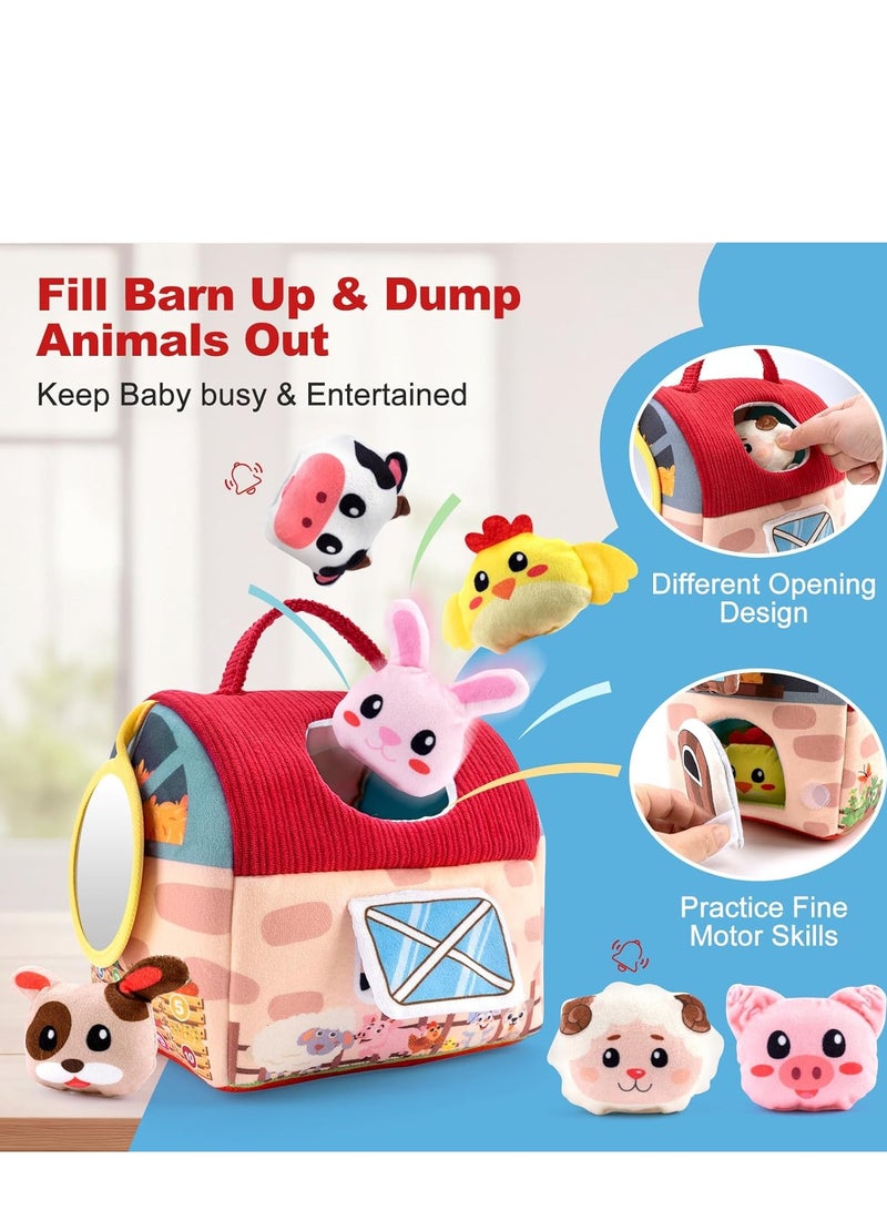 0 تي أوه وان تيك ألعاب أطفال من عمر 6 إلى 12 شهرًا - ألعاب فرز أشكال حيوانات المزرعة الصغيرة مع 6 قطع من حيوانات المزرعة المحشوة وألعاب قطيفة وخشخشة وورق مجعد ومرآة - ألعاب مونتيسوري المزدحمة للأطفال الصغار وألعاب حسية للأطفال الصغار من عمر 1 إلى 3 سنوات - Image 2