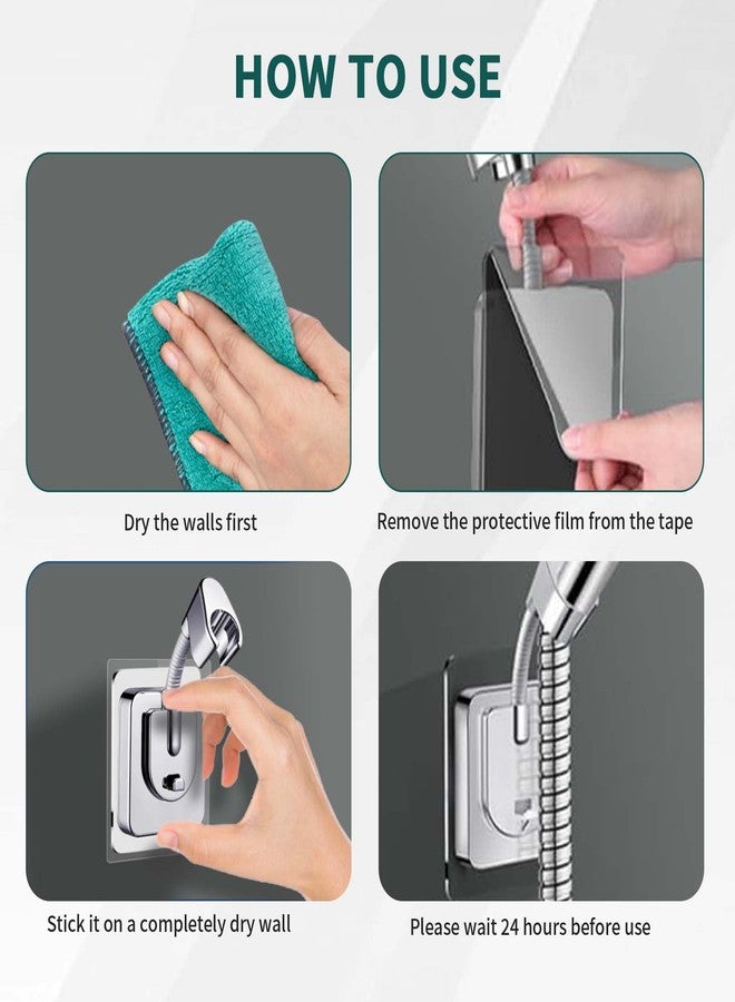 Jigspsyzh Shower Head Holder Wall Mount, 360° Adjustable Handheld, No-Drill Strong Adhesive Wand Bracket, Waterproof, Fits Handles up to 0.83 in (2.1 cm), Bathroom Accessories, Chrome Finish - Image 5