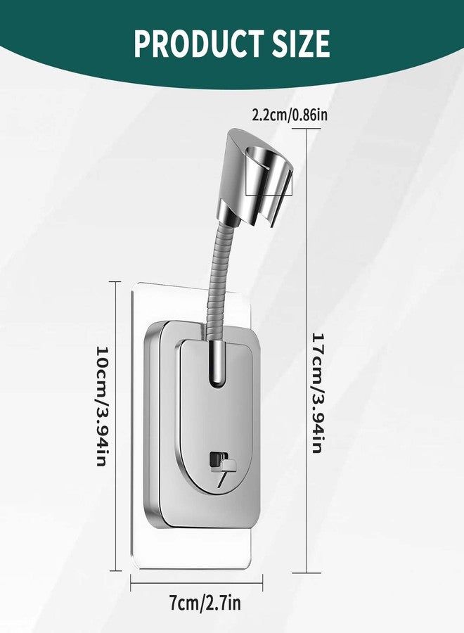 Jigspsyzh Shower Head Holder Wall Mount, 360° Adjustable Handheld, No-Drill Strong Adhesive Wand Bracket, Waterproof, Fits Handles up to 0.83 in (2.1 cm), Bathroom Accessories, Chrome Finish - Image 2