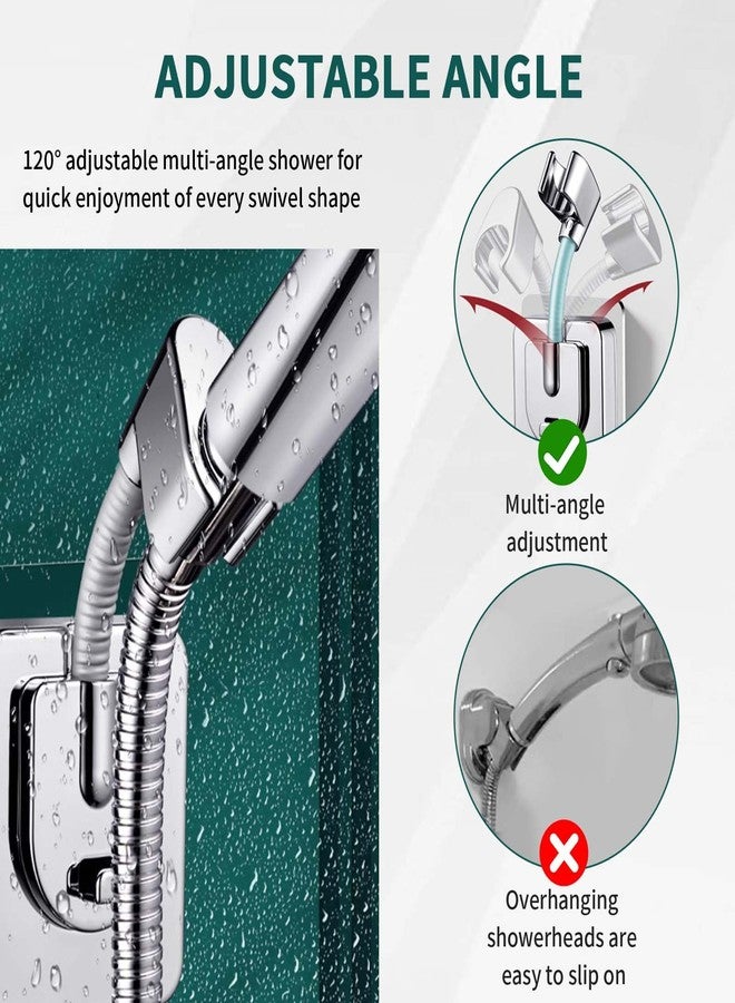 Jigspsyzh Shower Head Holder Wall Mount, 360° Adjustable Handheld, No-Drill Strong Adhesive Wand Bracket, Waterproof, Fits Handles up to 0.83 in (2.1 cm), Bathroom Accessories, Chrome Finish - Image 4