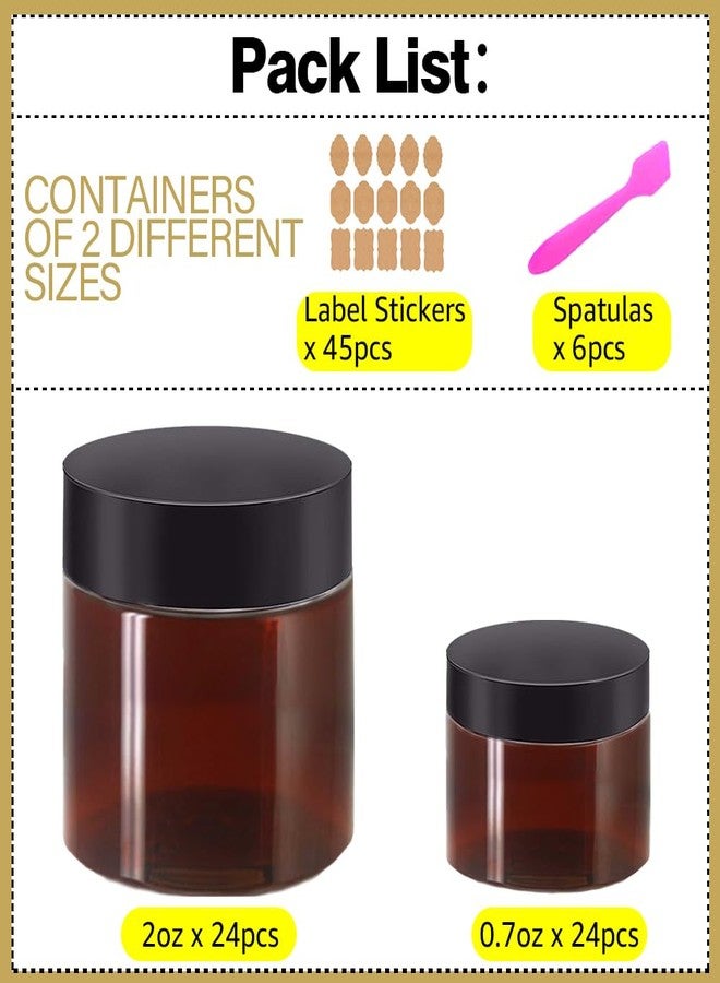 AMORIX 2oz Plastic Jars with Lids 2 oz Amber Plastic Containers with Lids + 20g Sample Containers (Set of 48) Airtight Container for Dry Food, Peanut Butter, Cream, Sugar Scrub, Slime +Labels & Spatulas - Image 4