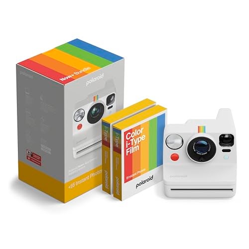 Polaroid Now 3rd Generation IType Instant Camera Film Bundle Now Bluetooth App Controlled White Camera 16 Color Photos 6563 - Image 1